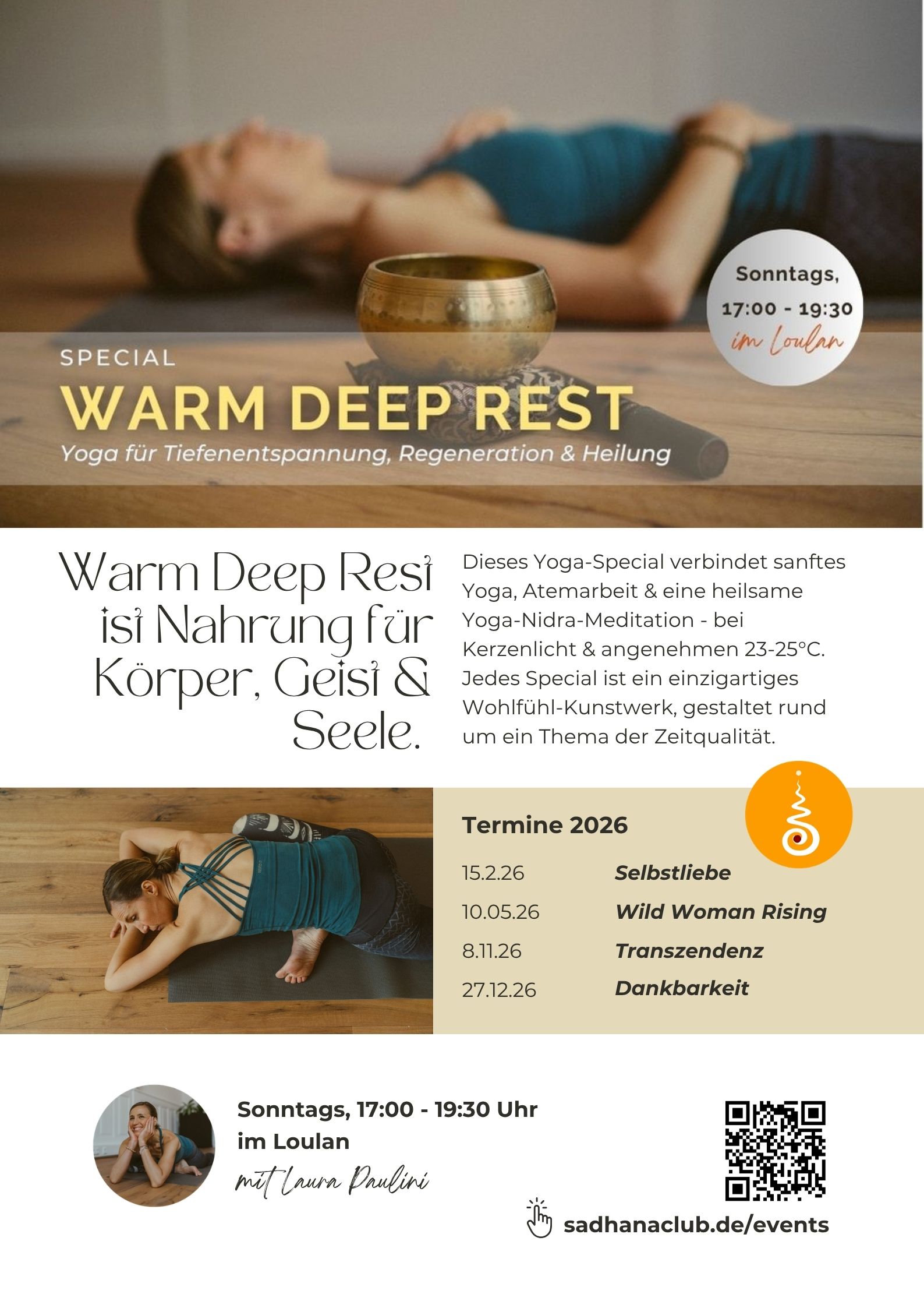 Warm Deep Rest Termine 2026 sanftes Yoga mit Yoga Nidra bei wohliger Wärme und Kerzenschein || im Loulan Lüneburg