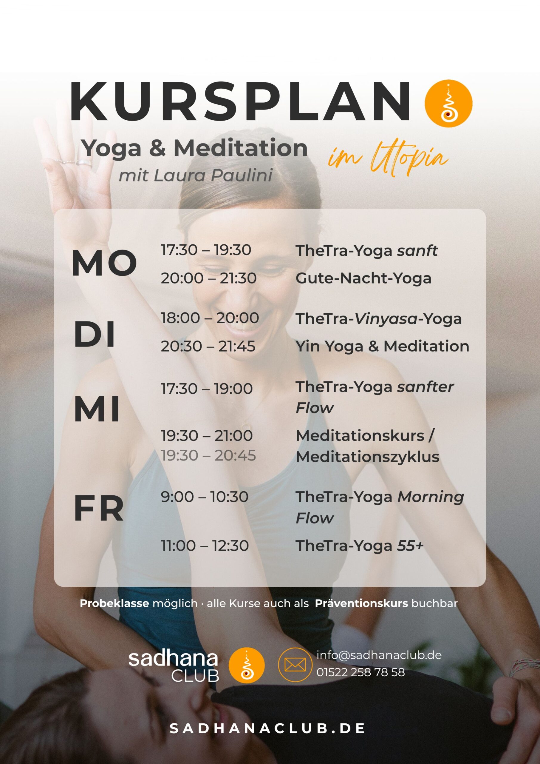 Kursplan Sadhana Club Yoga Lüneburg Yogakurse Meditation Kursplan Sadhana Club Yoga Lüneburg Yoga im Utopia